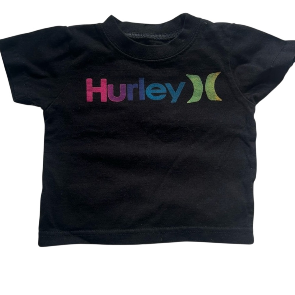 Hurley Kids Black Tee with Multicolor Logo